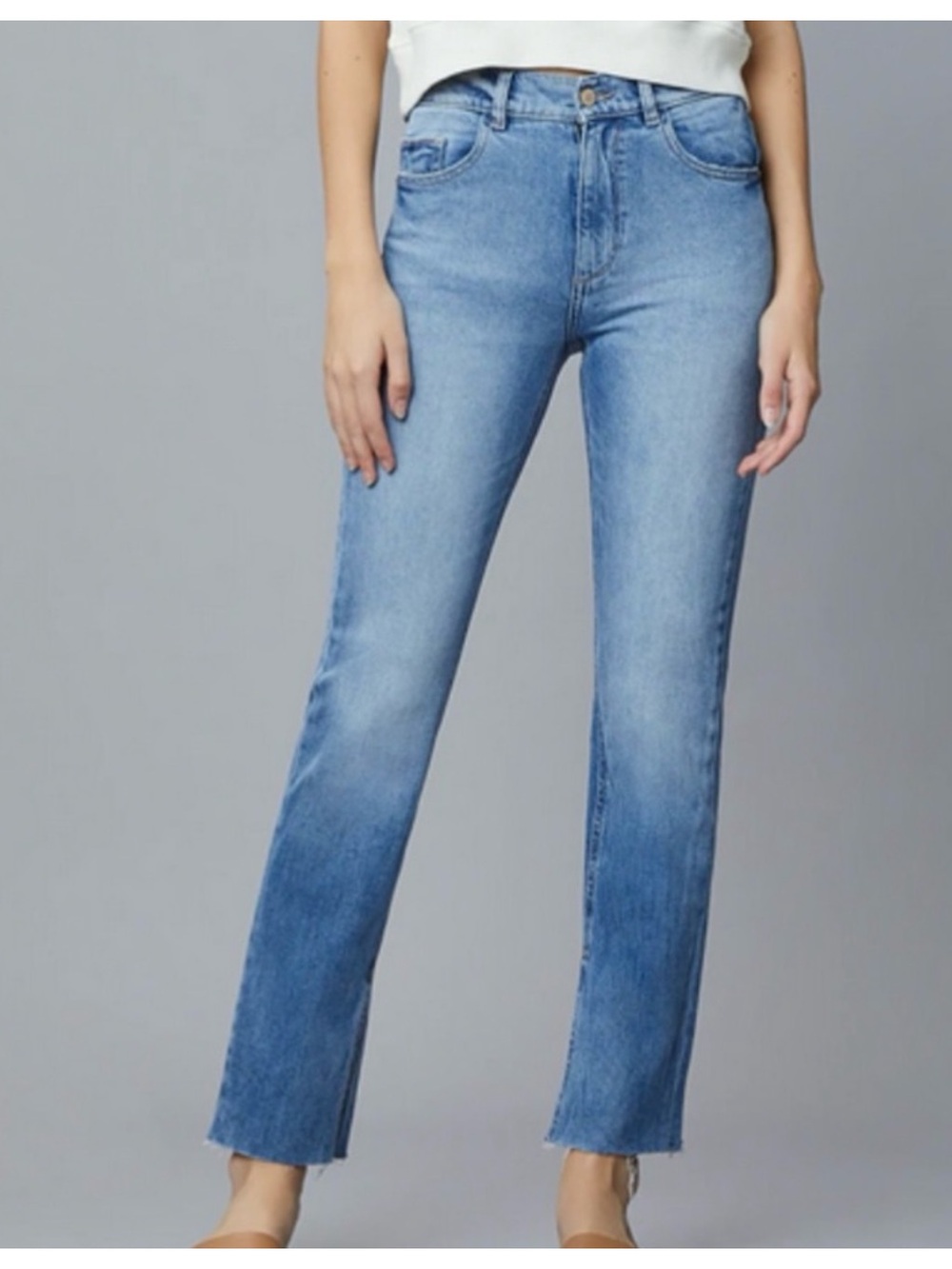 DL1961 Jerry high-rise vintage straight leg jeans in the Linden wash 30